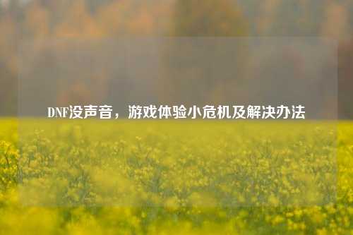 DNF没声音,游戏体验小危机及解决办法